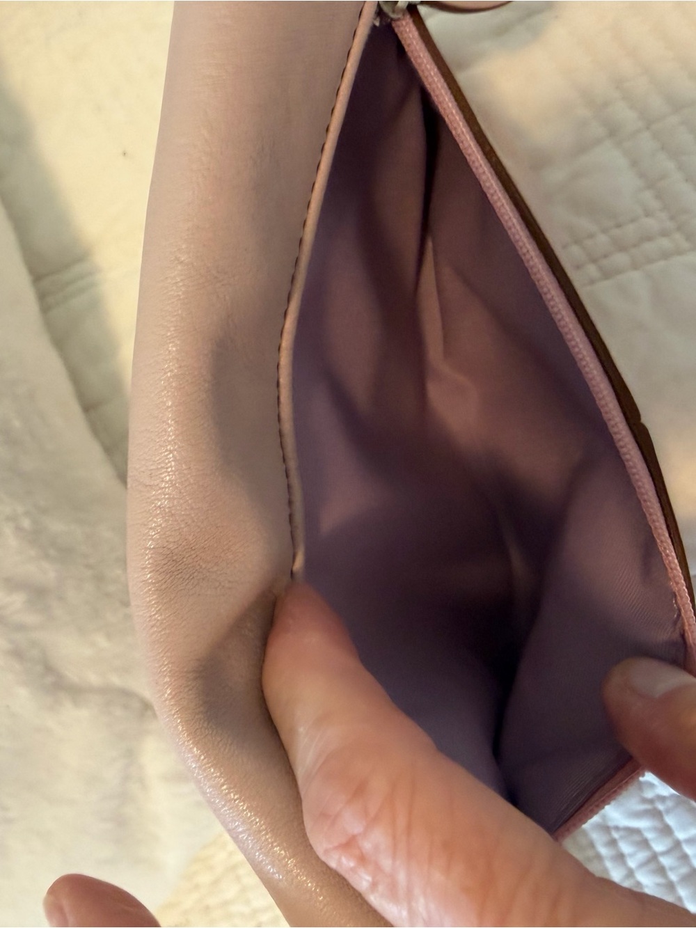 Coach Ashley Blush Pink Leather Pleated Fold-Over Clutch/Wristlet 9x6 - Picture 5 of 9